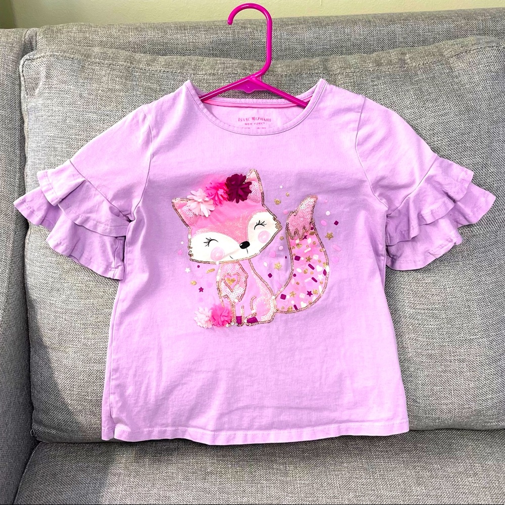 Isaac Mizrahi Squirrel Ruffled Sleeves Top